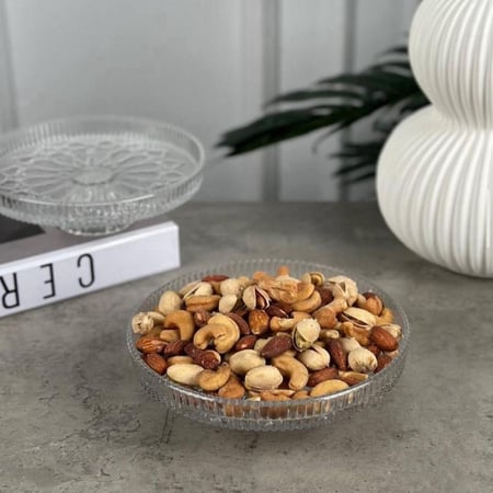 طقم صحون تقديم زجاج بقاعدة (متوفر حجمين)