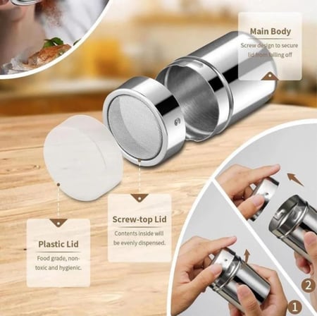 طقم مرش وموزع ومنخل بودرة الكاكاو والسكر شبكي من الستانلس ستيل | قطعتين