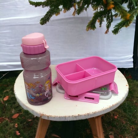 لانش بوكس برسومات مع مطارة (متوفر 3 الوان)