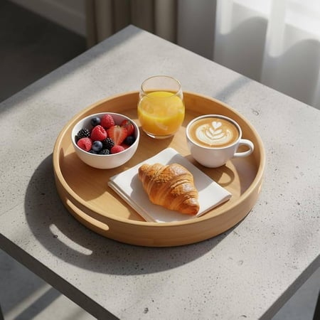 صواني تقديم خشب دائرية بمقابض (متوفر 3 احجام)