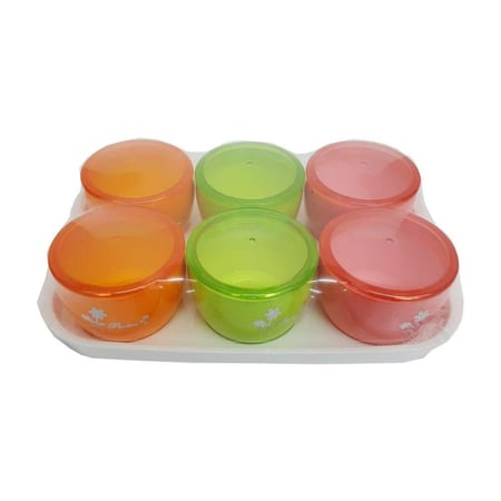 طقم اوعية تقديم مكسرات وحفظ الحلويات بلاسيتك دائري بغطاء