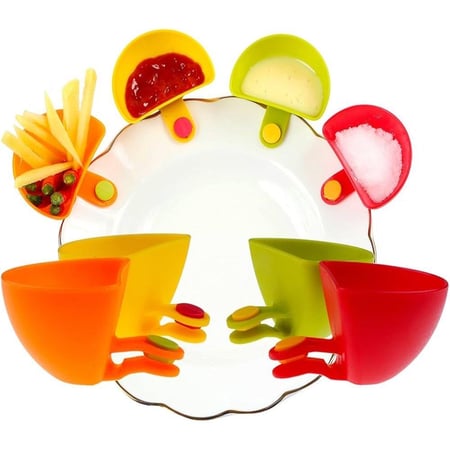 حامل وعاء للصوص بمشبك للتغميس (مجموعة من 4 قطع)