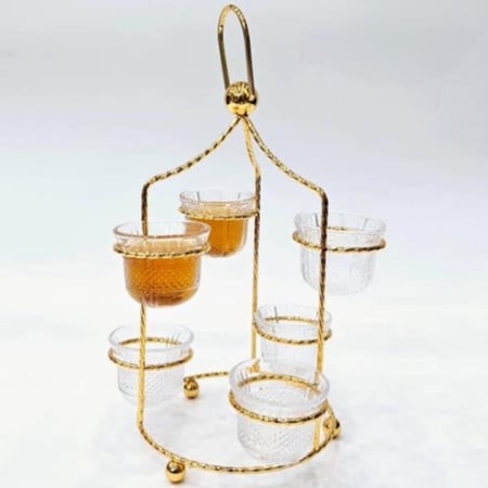 استاند حامل فناجين باللون الذهبي لضيافتك الراقية | ارتفاع 31 سم