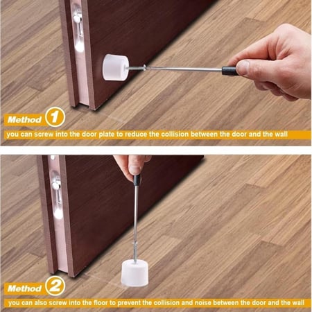 سدادات الباب المطاطية من 4 قطع مع المسامير | واقي حائط دائري للباب باللون الابيض