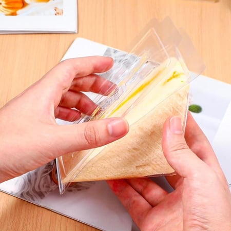 علب كلوب ساندوتش بلاستيك (50 قطعة) مثلثة شفافة مع غطاء متصل