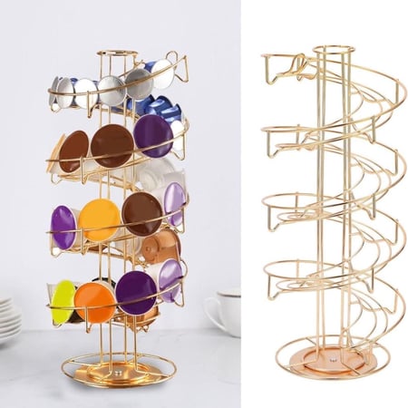 حامل كبسولات بهيكل معدني فاخر وقاعدة دوارة 360 درجة | 40 كبسولة