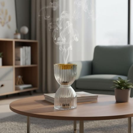 مبخرة زجاج بديكور كريستالي | ارتفاع 14سم