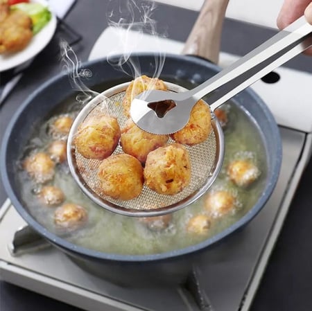 ملقط ومصفاة ستيل 2 في 1 (حبتين)