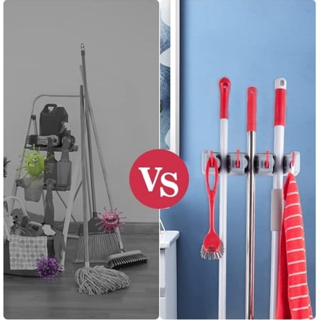 حامل ومنظم المكانس الجداري | 5 فتحات