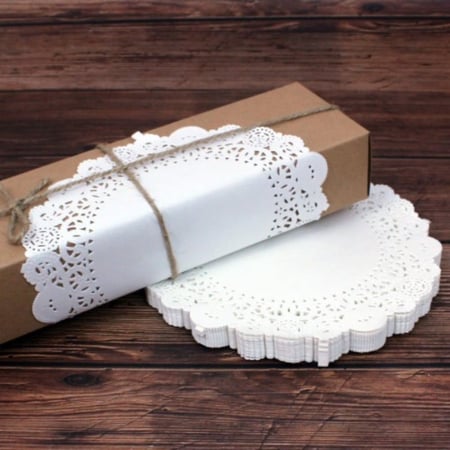 ورق مفارش دانتيل ابيض دائري (متوفر اكثر من مقاس)