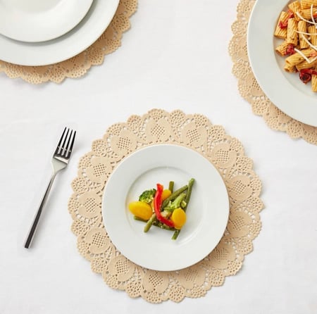 ورق مفارش دانتيل بني دائري (متوفر اكثر من مقاس)