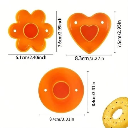 مجموعة قوالب دونات بلاستيك من 3 قطع | دائري - قلب - ورده