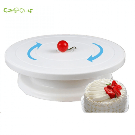 قاعدة تزيين وتقديم الكيك | قابلة للدوران (28 سم)