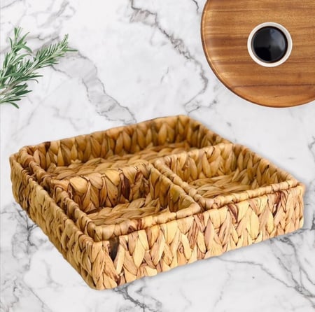 صينية خوص مقسمة متعددة الاستخدام | 4 قطع