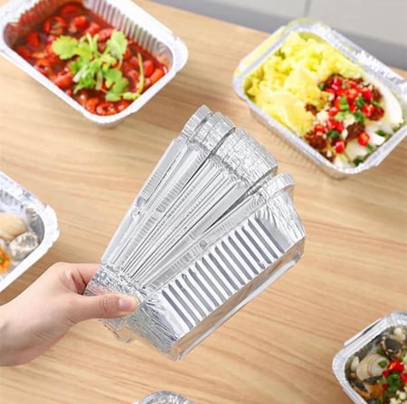 مجموعة صحون قصدير مستطيلة الشكل بغطاء (متوفر اكثر من مقاس)