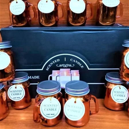 شموع توزيعات بغطاء فضي ( 6 حبات ) لون برونزي انيق