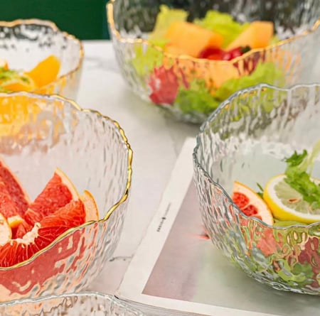 وعاء تقديم زجاج مموج فاخر بتفاصيل جذابة (متوفر 3 احجام)