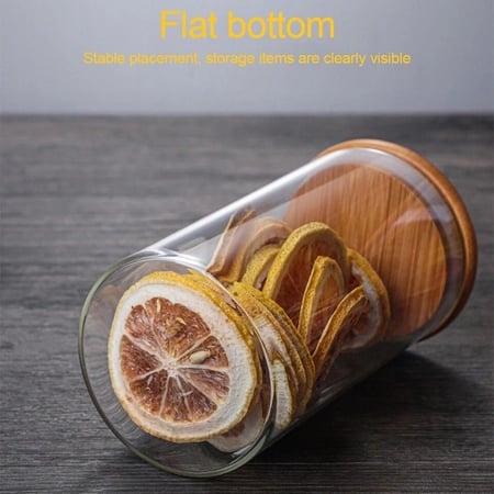 برطمان زجاج غطاء خشبي - قطر 6.5 (متوفر 4 احجام)