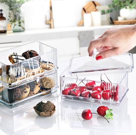 تقديمات بلاستيك شفافة مستطيلة (2 دور)