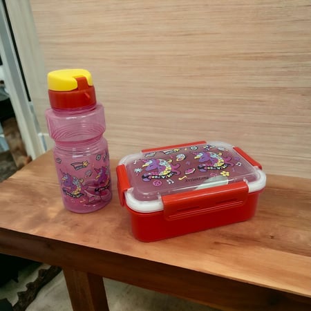 لانش بوكس برسومات مع مطارة (متوفر 3 الوان)