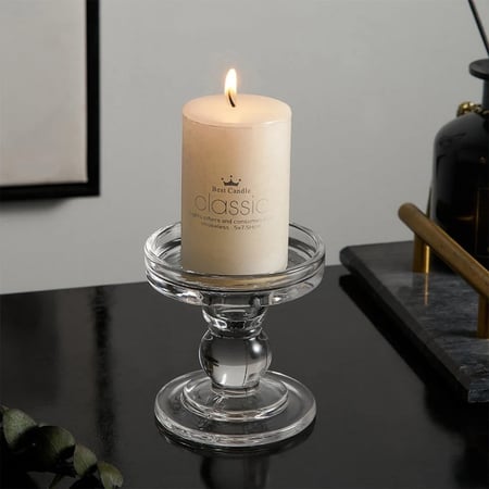 شمعدان حامل شموع زجاج عريض (متوفر 3 احجام)