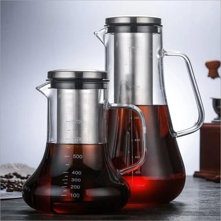 ابريق شاي زجاجي مقاومٌ للحرارة مع مصفاةٍ (متوفر حجمين)