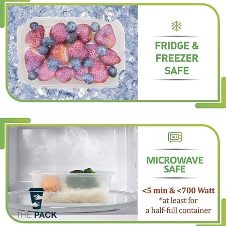 مجموعة علب ميكرويف شفافة مستطيلة الشكل (50 حبه/30 حبه) شفافة بغطاء للأطعمة - متوفر حجمين