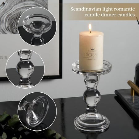 شمعدان حامل شموع زجاج عريض (متوفر 3 احجام)