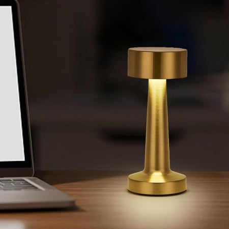 ابجورة مصباح طاولة LED مع مستشعر لمس ذهبي بثلاث درجات اضاءة وشحن USB