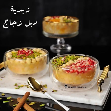 طقم زبدية زجاج مزدوجة من 3 حبات | دبل جلاس (متوفر حجمين)