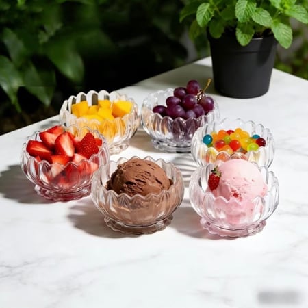 طقم زبادي حلا ومكسرات زجاج كرستالي (4/3 قطع) بحجمين مختلفين