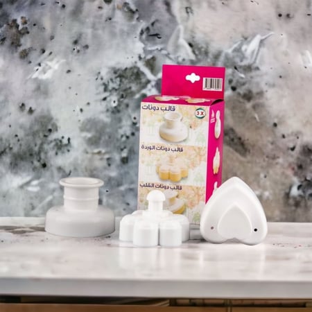 مجموعة قوالب دونات بلاستيك من 3 قطع | دائري - قلب - ورده