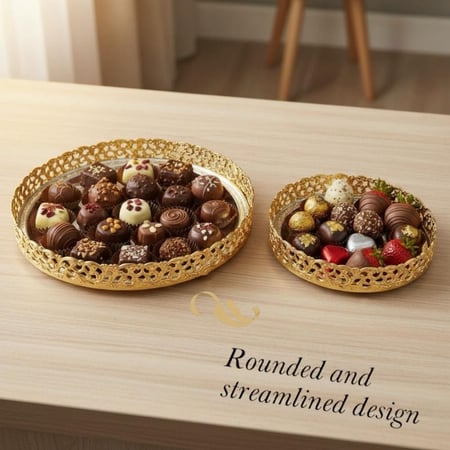 صحون تقديم صغيرة معدنية باللون الذهبي والفضي من قطعتين | عصرية وأنيقة