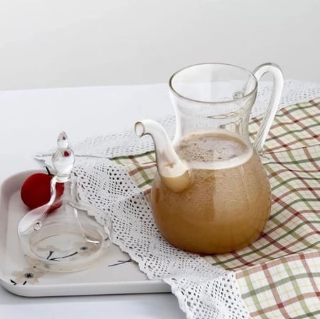 دله زجاج ساده + قاعدة تسخين زجاج + 2 فناجيل زجاج دبل