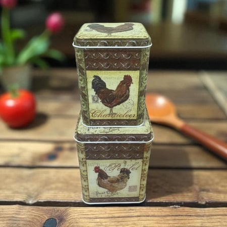 مجموعة علب تنظيم معدنية متعددة الاستخدامات من قطعتين بتصميم كلاسيكي ريفي