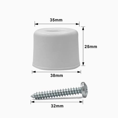 سدادات الباب المطاطية من 4 قطع مع المسامير | واقي حائط دائري للباب باللون الابيض