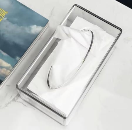 علبة مناديل اكليريك شفافة مستطيلة الشكل