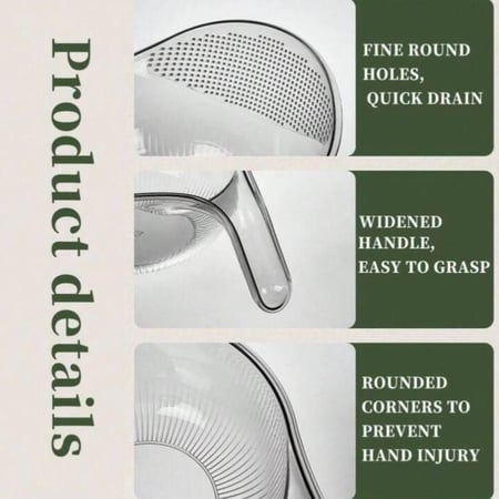 مصفاه شفافة اكريلك بمقبض للرز والخضار والفواكه والبقوليات