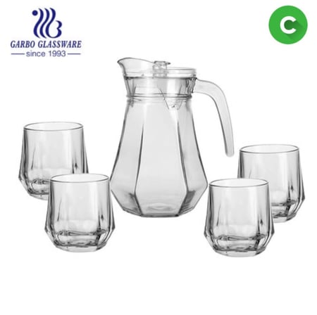 طقم جيك زجاج شفاف مع 6 كاسات (متوفر 3 موديلات)