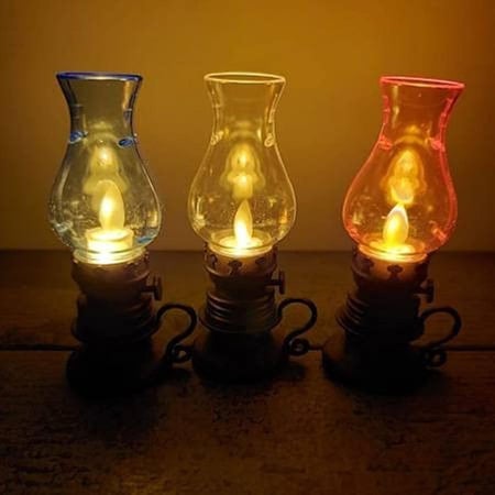 6 قطع من فوانيس الزينة البلاستيكيه بقاعدة برونزية مع بطارية | مناسبة للديكورات والتقديمات