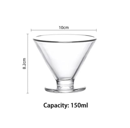 طقم كاسات تحلية زجاج من 3 قطع | 150مل