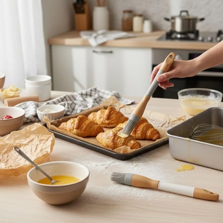 فرشاة زيت سيليكون بيد خشب