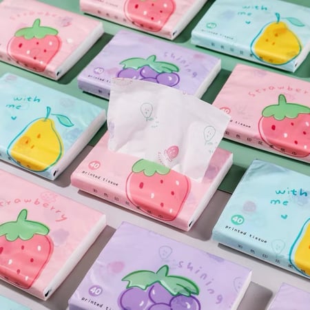 مناديل طلعات ستايل فواكة - 40 منديل - منقوشة