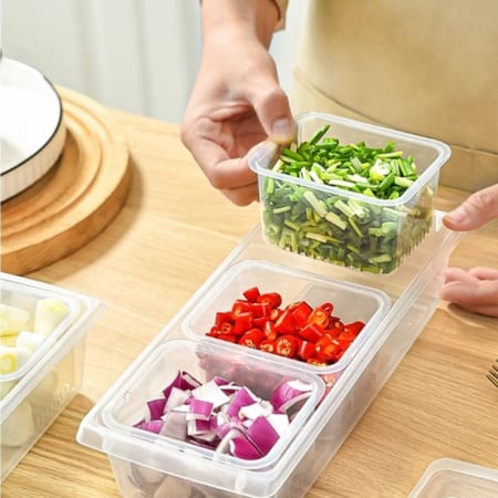 صندوق منظم للخضروات والمقادير مع سلال بمصفاة من 3 قطع