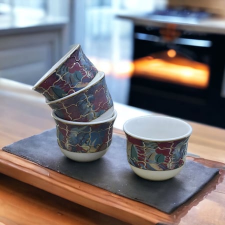 طقم فناجيل قهوة متعدد الألوان - 6 قطع