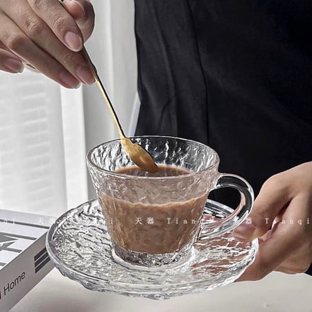 طقم اكواب فاخرة مع الصحون 80مل (6 قطع)