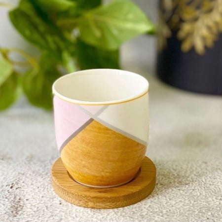 مجموعة اكواب تقديم (6 حبات) ميني مع قاعدة خشبية - 100مل (متوفر 3 موديلات)