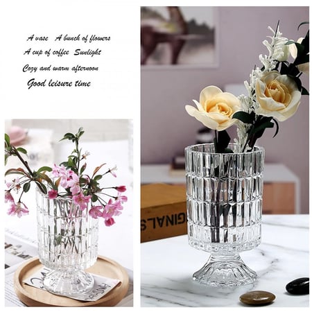 مزهرية زجاج شفافة بديكور كرستالي (متوفر 3 موديلات)