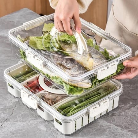 منظم اكليريك شفاف بقفل وغطاء ومصفاة | للحلوى والفواكه والوجبات الخفيفة