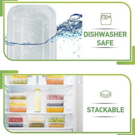 مجموعة علب ميكرويف شفافة مستطيلة الشكل (50 حبه/30 حبه) شفافة بغطاء للأطعمة - متوفر حجمين